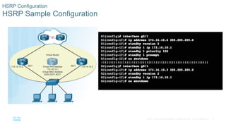 31© 2016 Cisco and/or its affiliates. All rights reserved. Cisco Confidential
HSRP Configuration
HSRP Sample Configuration
 