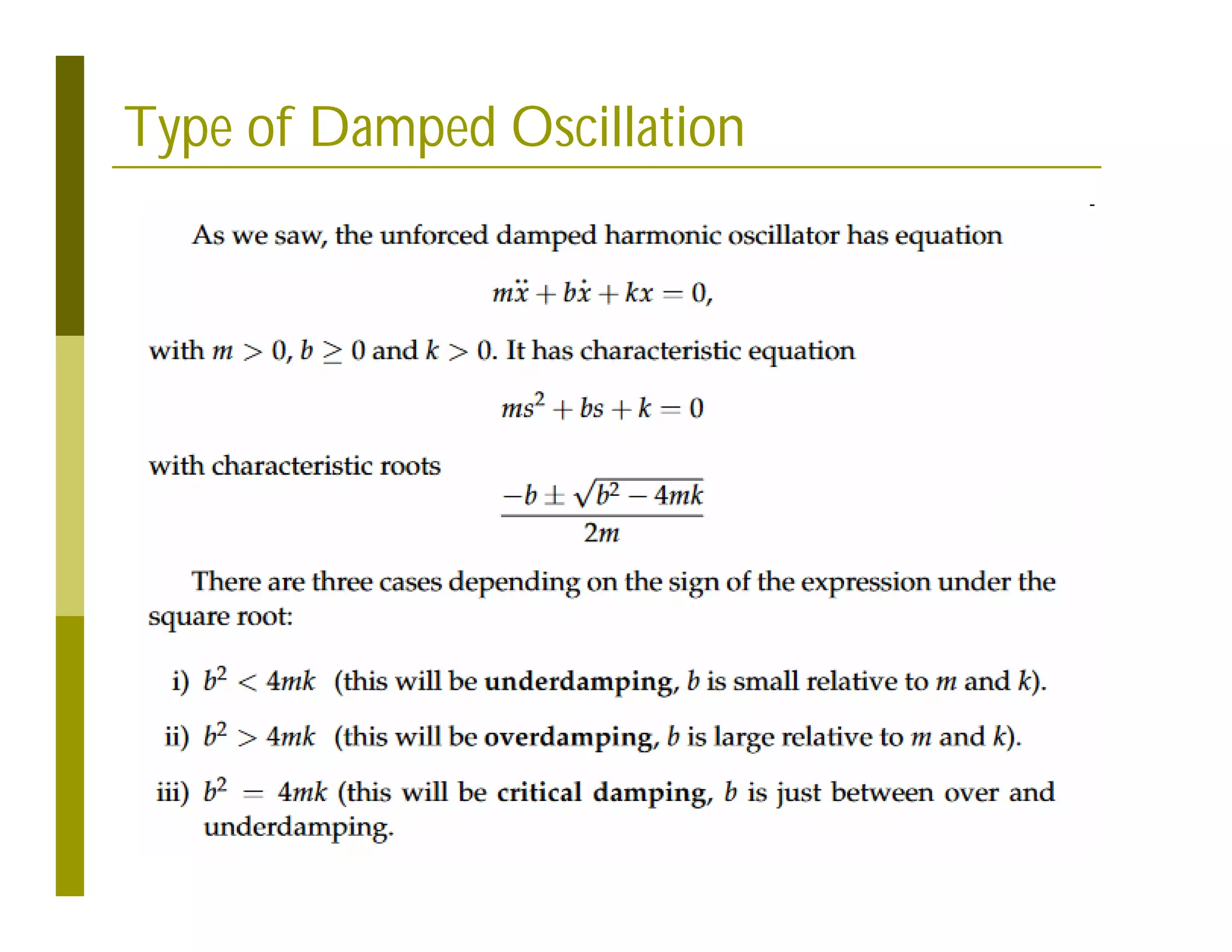Type of Damped Oscillation
 