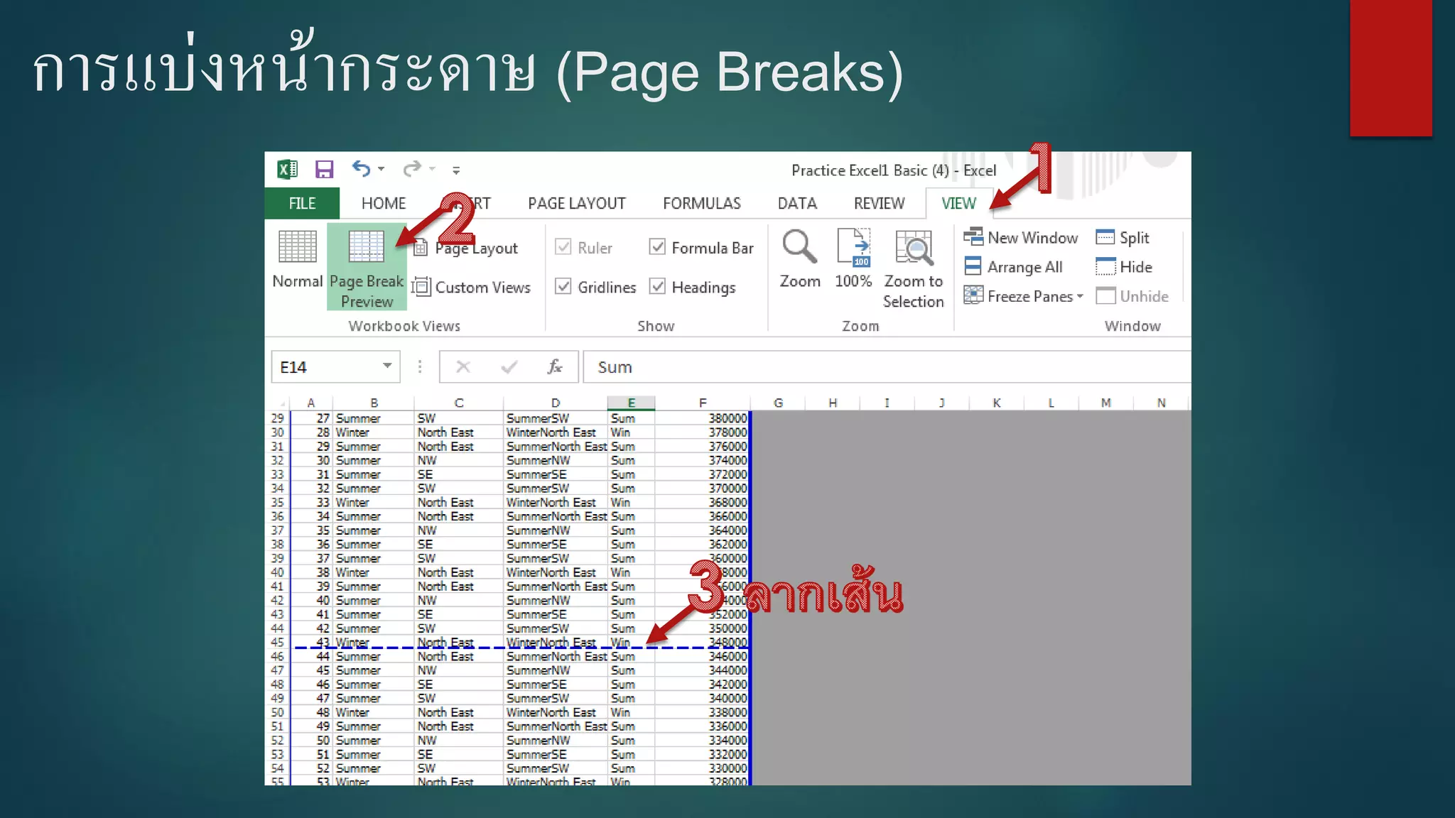 การแบ่งหน้ากระดาษ (Page Breaks)
 