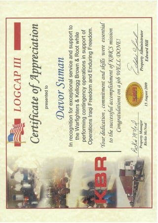 Certificate Of Appreciation _2009 GreenZone