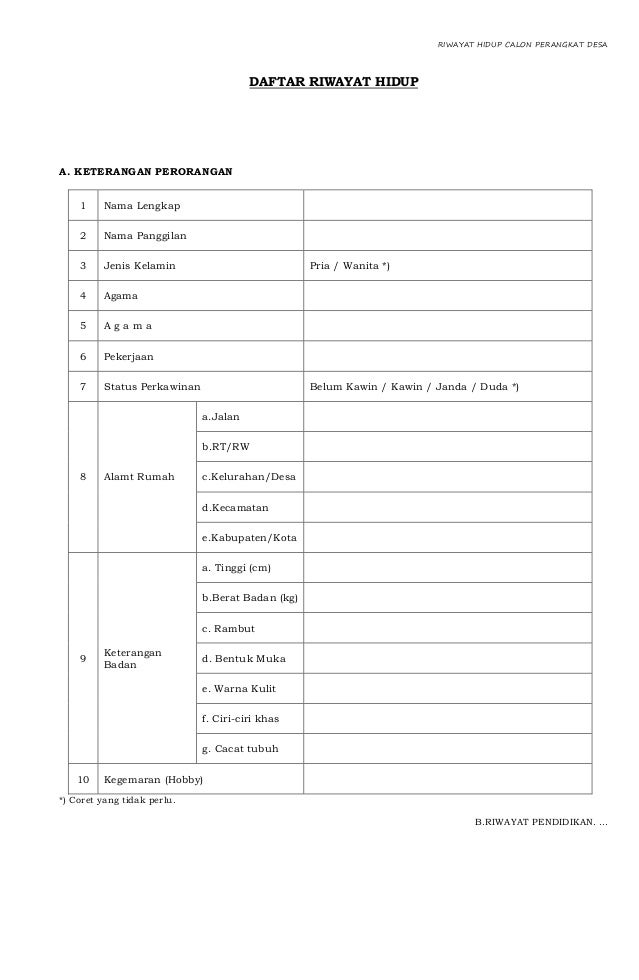 04 Form Daftar Riwayat Hidup