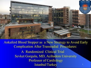 Ankaferd Blood Stopper as a New Strategy to Avoid Early
Complication After Transradial Procedures:
A Randomized Clinical Trial
Sevket Gorgulu, MD, Acibadem University
Professor of Cardiology
Istanbul/Turkey 1
 