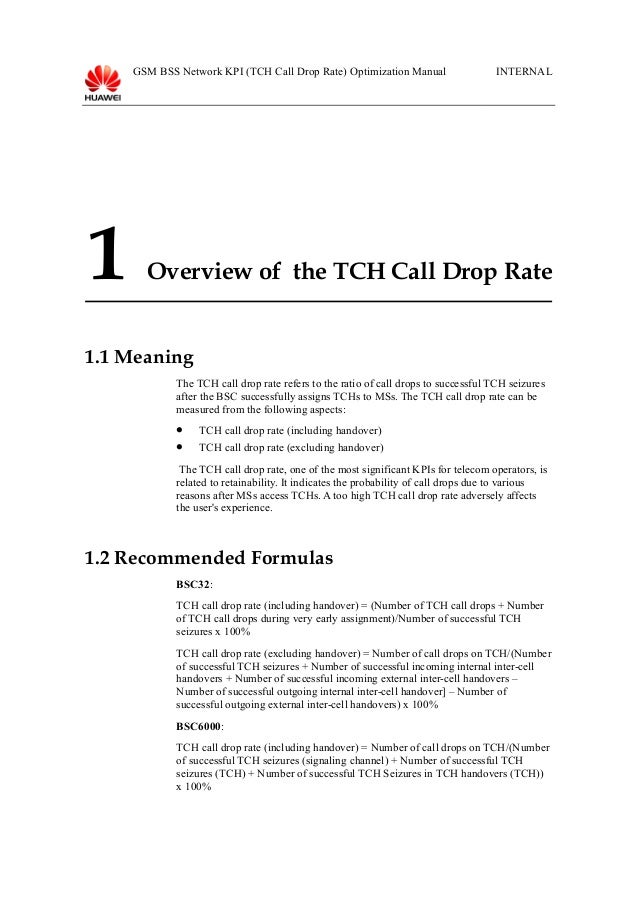 04 gsm bss network kpi (tch call drop rate) optimization manual