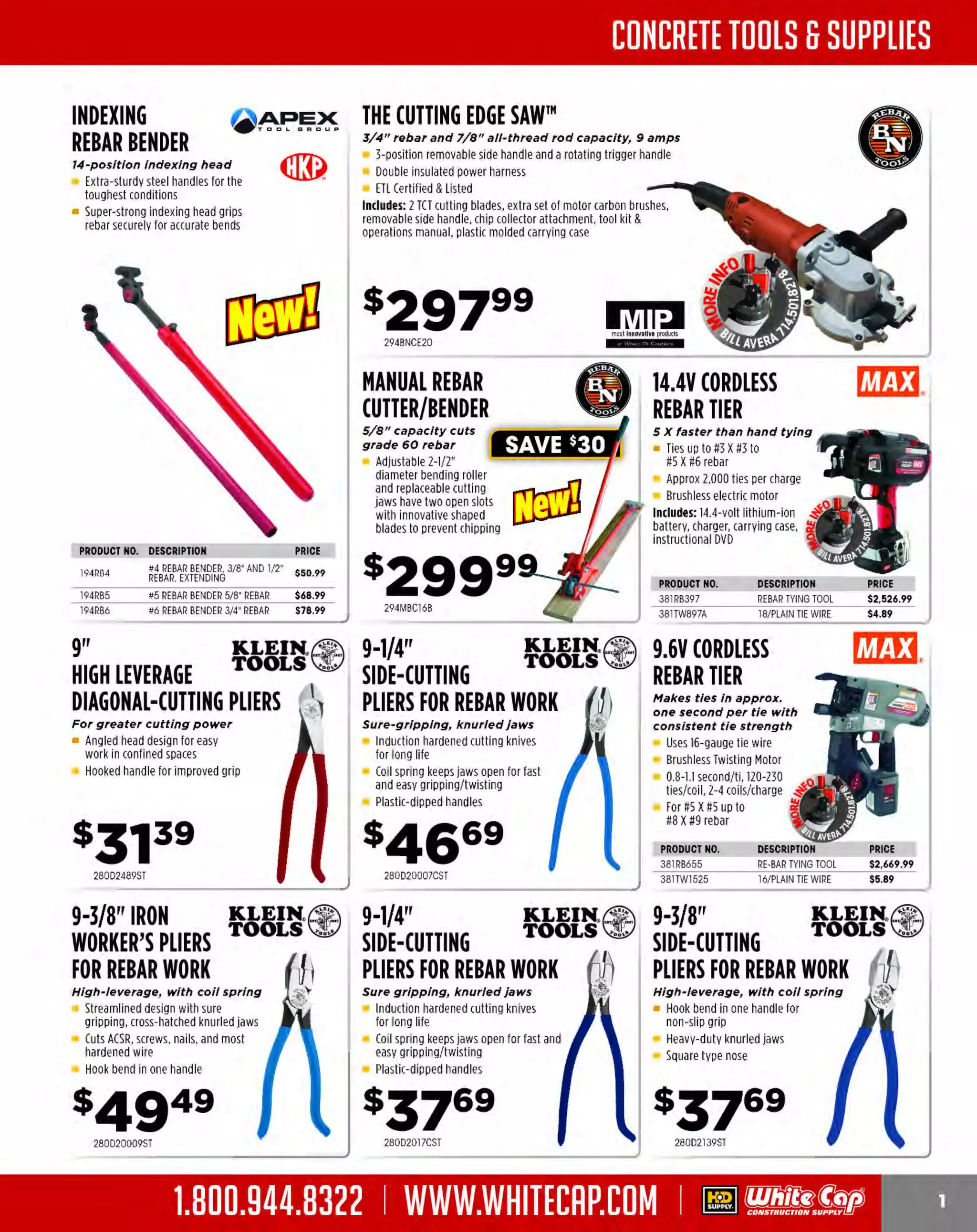 Experience Our MOBILE APP @ Booth BD2
ALSO VISIT OUR SAFETY BOOTH OUTSIDE OF CENTRAL HALL BY REGI STR ATION

...,.,ii!

~ WORLDoF

~ CONCRETE

THESE SPECIAL TRADER DEALS AVAILABLE ALL MONTH AT YOUR LOCAL BRANCH!

M18™ HAMMER
DRILL DRIVER/IMPACT
DRIVER COMBO KIT

FREE FLOOD LIGHT~

FREE REC/P SAW
M18™ FUEL™ HAMMER DRILL/
WITH PURCHASE!
DRIVER AND IMPACT COMBO KIT

MIL0114FREE100

Features a POWERSTATE'" brushless motor

WITH PURCHASE!

~

131236120

M18'" FUEL'" 1/2" Hammer Drill/Driver: Torque: up to
725 in-lbs of peak torque
M18'" FUEL'" 1/4" Hex Impact Driver: Torque: 1600 in-lbs
of torque, proprietary 3-MODE DRIVE CONTROL"
Includes: (2) REDLITHIUMXC4.0 battery packs,
M12'"/M18'" multi-voltage charger, side handle,
belt clip, carrying case

M18" 1/2" Hammer-Drill Driver: Torque: 550 in.lbs. peak, RPM: 0-550/0-1,700, BPM: 0-29,000
M18" 1/4" Hex Compact Impact Driver:
Torque: 1,400 in.-lbs., RPM: 0-2,200,
IPM: 0-3,200
Includes: (2) M18" XC high capacity
REDLITHIUM'" lithium-ion batteries,
1-hour charger, contractor bag

-l!!lt
MIL0114FREE 130

s29999 ~
131279722

131269722

1J1ibV~

M18™ 1/4" HEX COMPACT
IMPACT DRIVER

M18™ 7/8" SOS-PLUS
ROTARY HAMMER KIT

2,200 rpm, J,200 /pm, 1,400 in.-lbs. torque

1.8 ft.-lbs. Impact energy, 0-1,400 rpm, 0-4, 800 bpm .._ 1

Quick Change Chuck
4-Pole frameless motor
Battery Fuel Gauge displays remaining run-time
Built-in LED light
Variable Speed Trigger
Includes: (2) M18'" XC High Capacity REDLITHIUM'"
batteries, 1-hour charger, carrying case

3-mode operation
Mechanical clutch
AVS- anti vibration system
MIL0114FREE200
Variable position chisel stop
Includes: (2) M18'" XC REDLITHIUM"
high capacity batteries, 1-hour charger,
side handle, depth rod, carrying case

~

FREE HTZ HAHHERVAC!
131230622

131260522

131265022

LXT™ LITHIUM-ION BRUSHLESS
CORDLESS 2-PC COMBO KIT
Efficient BL'" Brushless motor is electronically
controlled to optimize battery energy use for up to
50% longer run time per charge

,,,J!tWhi
~L

MCiTC>ii

Variable 2-speed 1/2" Hammer DriverDrill XPH06z (0-1,550 RPM) with Brushless
Motor delivers 530 in.lbs. of Max Torque
Variable speed Impact Driver LXDT08z
(0-2,500 RPM & 0-3,200 IPM) provides
1,420 in.lbs. of max torque and weighs 3.4 lbs

140XT248

18V LXT" LI-ION CORDLESS
2-PIECE COMBO KIT
LXT 2-Speed 1/2" Hammer Driver-Drill (LXPH03)
0-400 & 0-2,000 rpm, with Makita-built 4-pole motor
delivers 750 in.-lbs. of Max. Torque (5.1' lbs.)
LXT Variable Speed Impact Driver (LXDT04)
0-2,300 rpm, provides 1,420 in.-lbs.
of Max Torque and weighs only 3.3 lbs.
Includes: (2) 18V LXTLithium-ion battery,
(1) 30-minute rapid optimum charger,
tool case

s31999[l:!E
~

M12™ HAMMERVAC™ UNIVERSAL
DUST EXTRACTOR
Industry's only universal dust extractor

Universal H
andle System is compatible
otary Hammers ~
with most SDS Plus R
and some AC & DC Hammer Drills
Self-Powered with no cords or
•
hoses for maximum portability
Replaceable HEPA Filter
Lightweight at 3.3 lbs.
W PURCHASE
ITH

FREE/

s33999
{}Ill

140LXT218

~l

131230622

r11hfMfi

+

18V LXT™ LI-ION 7 SOS-PLUS
/8"
ROTARY HAMMER
1.9 Jules Impact energy, 0-1, 100 rpm, 0-4,000 bpm

Synchronized rpm and bpm

rnr'E iutt•CT ,,,, .,r'R
1

3-mode operat_ion: "rot_ation only'',
"hammering with rotation"
nrr:1 1nr11 u1r. rr:1
or "hammering on~r_ .
W
/PURCHASE! (bare tool)
Includes: (2) 18V LXTT Llth1um-lon
@.. K0114FREE100
A
140LXDT04Z
batteries, (1) 30-minute rapid optimum
charger, contractor bag, side handle

PRODUC NO. DESCRIPTION
T
PRICE
140BHR241
18V 7/8" LXT SOS ROTARY HAMMER KIT $439.99
140LXDT04Z 18V IMPACT DRIVER·TOOL ONLY
$99.99

The MOST KNOWLEDGEABLE PROS in construction supplies

800.944.8322 I Whitecap.com

OF HILWAUKEE
HIB"'SDS
ROTARY HAHHEH!
131260522
MIL0114FREE200

 