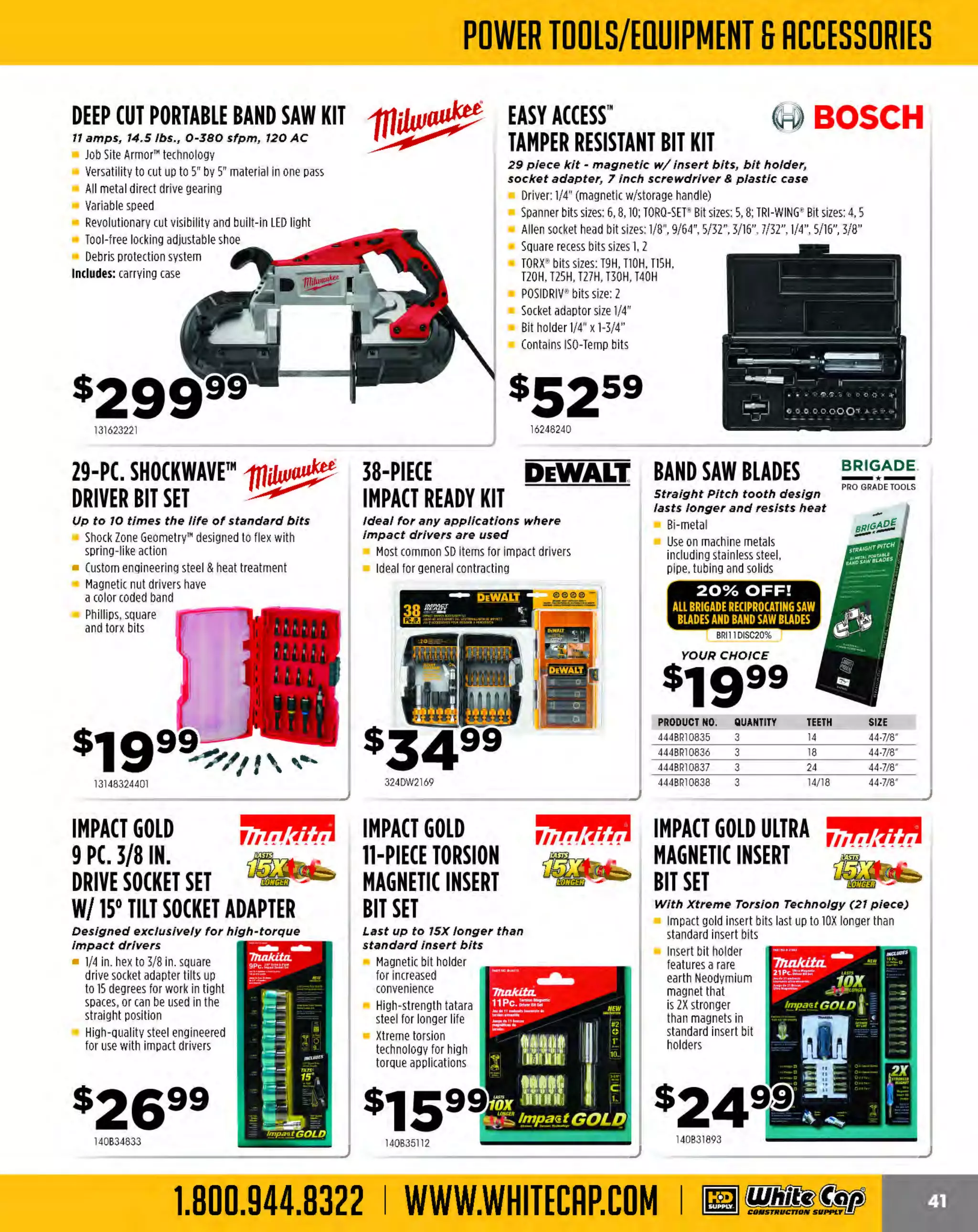 Experience Our MOBILE APP @ Booth BD2
ALSO VISIT OUR SAFETY BOOTH OUTSIDE OF CENTRAL HALL BY REGISTRATION

-

...,.,ii!

~ WORLDoF

~ CONCRETE

THESE SPECIAL TRADER DEALS AVAILABLE ALL MONTH AT YOUR LOCAL BRANCH!

3.5 GAL. CURING
COMPOUND
SPRAYER

SPRAY TIPS

SHUT-OFF HANDLE

Threaded coupling adapts male
threads on fan spray tip to male
threads on male thread sprayer wand

For all funnel top and open
head sprayers

Comes assembled, nozzle and gasket not included

Tips adjust from cone mist to semi-spray stream
F nozzle sprays medium flat spray, fan, pattern
an
F cap converts adjustable nozzle to flat spray,
an
fan pattern

40 psi, 1/2 gpm, 16" hose,
24"wand

Hose is oil and solvent resistant
Heavy-duty pipe outlet
w/threaded end
3/8" brass wand
Popular fan pattern
spray nozzle tip
Wide ta nk opening
Completely removable
1 brass pump
4"

SEAMLESS SLUMP CONE

48" SPRAYER HOSE
ASSEMBLY

Determines slump of concrete, both
in laboratory and In field

O and solvent resistant rubber
il
Fitted with one male and one
female brass couplings

E
lectroplating prevents corrosion from
cement paste and moisture
8" diameter base, 4" diameter top,
12" (30.5 cm) heig ht

PRODUCT NO.

DESCRIPTION

1S91949WC

3.5 GAL., 40 PSI. CURING

1S964627

PRICE

COMPOUND SPRAYER
REPAIR KIT

EXTENSION WAND
3/8" diameter tube

LENGTH
24"
24" (FEMALE TIPS)

ELEPHANT TRUNK

$99.99

-$14.69

TYPE
C
URVED
CURVED

A

PRICE
$12.59
$15.09

GREENSTREAK

Elephant Trunk simplifies
difficult pours

8"
12·

xso·
xso·

36" 3-IN-1
TAPERED HOPPER

A

~GREENSTREAK

Greenstreak Hoppers are made of
heavy-duty plastic for multiple uses

Hopper has telescoping discharge to fit
6", 8" and 1 elephant trunks
2"

PRODUCT NO.
103LA027S
103LA0280
103LA0294
103LAOS2S

DESCRIPTION
SLUMP CONE
SLUMP CONE TAMP ROD
SLUMP SCOOP
6" CONCRETE THERM
OMETER

STEEL COLLAR

A

PRICE
$65.99
$20.99
$17.89
$19.79

GREENSTREAK

Steel Collars with chains
are available to quickly connect and
disconnect Elephant Trunks from the hopper

The lightweight, flexible drop
chute is ribbed for extra strength
Priced per ft.

PRODUCT NO.
483682
483683

1S966091

13:r.1µ1~1

Brass replacement wands

PRODUCT NO.
1S967703
1S967704

-

1S966062

1S96S797

483484

STEEL CLAMP
Clamps are universal
6" to 12"

Hopper collar F/8"
elephant trunk

A

Attach Elephant Trunks to
either a Steel Collar or directly
to Greenstreak Hoppers

~----........

$3.39

PRODUCT NO.
483688
483689

12"

The MOST KNOWLEDGEABLE PROS in construction supplies

800.944.8322 I Whitecap.com

PRICE
$65.99
$85.99

483690

GREENSTREAK

 