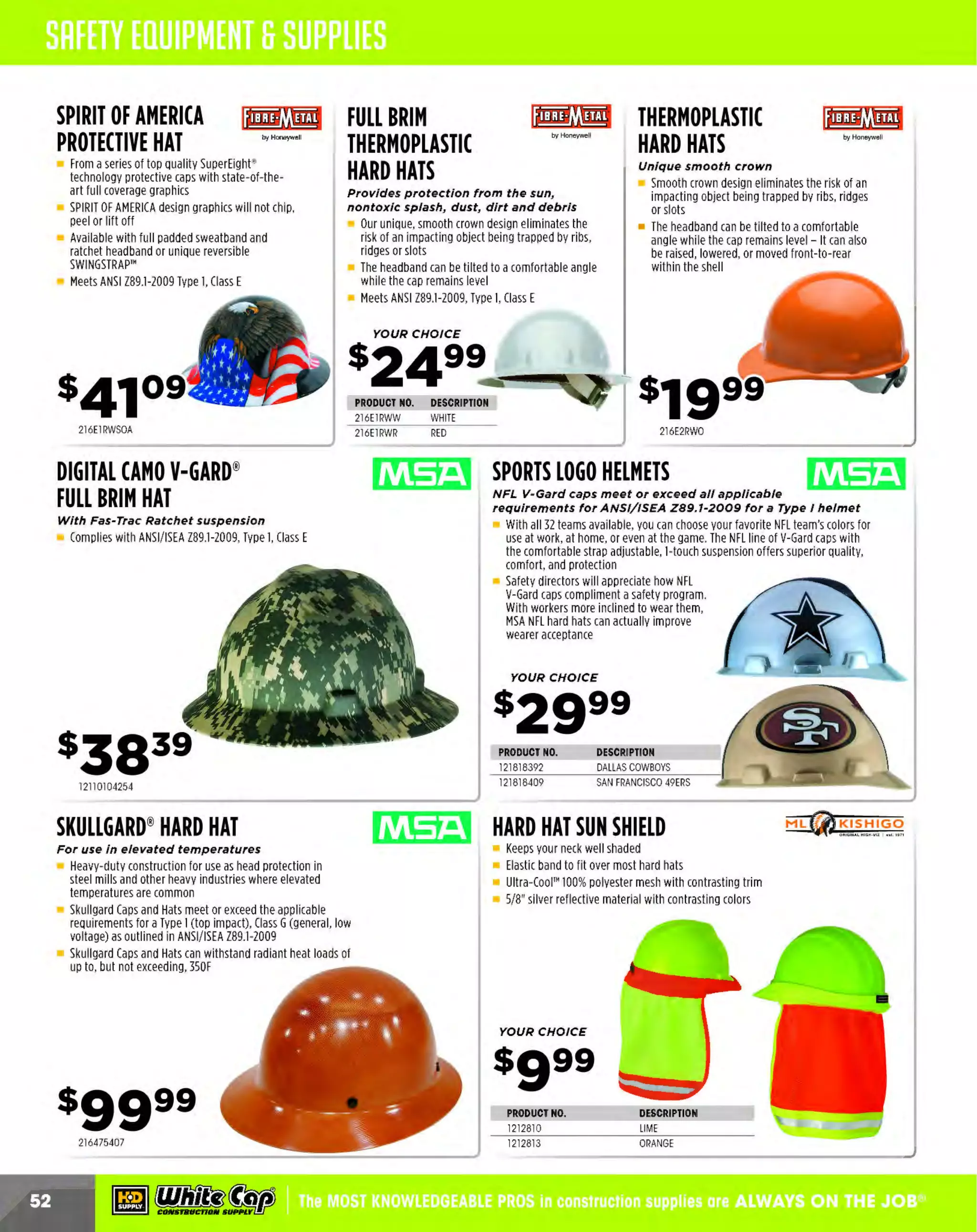 ~

Visit White Cap's WOC Branch @ Booth C4355

...... CONCRETE

FREE BACKPACK • SHOW SPECIALS • PRIZES • GIV EAW AYS*

~ WORLDoF

THESE SPECIAL TRADER DEALS AVAILABLE ALL MONTH AT YOUR LOCAL BRANCH!

A simple, effecti ve, long-lasting
solution to air infiltration

-*-

PRO GRADE TOOLS

Great for fob site clean up

S Seal F
ill
oam is a non-cross link,
flexible polyethylene foam
Sill Seal is used to seal between
framing and concrete floors
and around windows and
doors, and also to wrap water
pipes for insulation

PRODUCT NO.
16055312100
16055512100

BRIGADE.

HEAVY-DUTY
CONTRACTOR BAGS

SILL SEAL FOAM

Tough puncture resistant bag
3 M thickness
il

DES
CRIPTION
1/4" x3-1/2" x100'
1/4" x5-1/2' x100'

PRICE
$14.99
$36.99

PRODUCT NO.
4448Rl2356
4448Rl2353
444BRl2357

C
APACITY
33 GAL
42 GAL
55 GAL

SIZE
33" x40"
33" x48"
33" x57'

QTY.
60
32
30

PRICE
$34 .0 9
$25.09
$31.89

11IB MeadowBurke

WIRE MESH

BURKE BARS

Welded Wire Mesh Is a prefabricated product
that promotes crack control in concrete

This a/I-purpose demoliti on and constructi on bar is
excellent for stripping forms

In mesh, all bars are welded in a sheet or roll
and will not move when concrete is poured
Mesh reduces the chance of improper
rod placement
D.O.T. approved

The hollow steel handle helps keep the weight down while the
rectangular (2-1/4" x 3/4") shape helps the user keep a good gri p
The 3" spring-steel head is curved to create better leverage
when taking apart panels

CALL FOR PRICING

PRODUCT NO.
43466107100G
43466107200G
4346610820G
434666G7200G
434666G820G

DES
CRIPTION
6' X 6' lOGA GALV 7' X100'
6' X 6" lOGA GALV 7' X200'
6 " X6" lOGA GALV 8' X 20'

PRODUCT NO.

LENGTH

WIDTH
3"

5"

AT WHITE CAP'S WORLD OF CONCRETE BOOTH!

PRICE
$109.99
$119.99

•

I
•

Come to the booth, meet Paul Jr. and
get an autographed picture!

TUES. JAN. 21ST @ 2PM
The winner for Paul Jr.'s White Cap
custom bike will be announced!
~ (U/h~~

The MOST KNOWLEDGEABLE PROS in construction supplies

~ coNsTRucnoNs~·wHiLE suPPuEs LAST

800.944.8322

I Whitecap.com

 