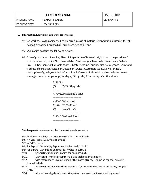 invoice contains