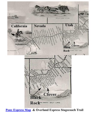 Pony Express Map & Overland Express Stagecoach Trail
 
