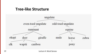 Tree-­‐like	
  Structure	
  
37	
   Lecture	
  4:	
  Word	
  Senses	
  
 