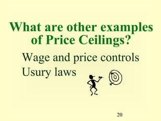 What are other examples
  of Price Ceilings?
  Wage and price controls
  Usury laws


                    20
 