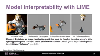 Model Interpretability with LIME
Source: Marco Tulio Ribeiro et al.
Hamilton and Raman, #SAISExp4 28
 