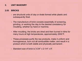 MASONRY -Building Technology and Construction | PDF