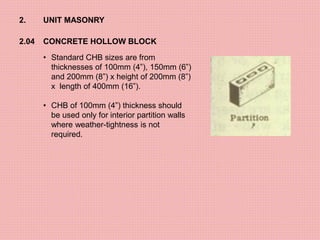 MASONRY -Building Technology and Construction | PDF