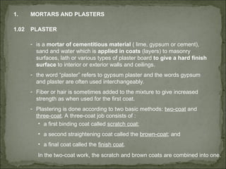 First Layer Plaster BUILDING TECHNOLOGY I Div 04 MASONRY | PPT