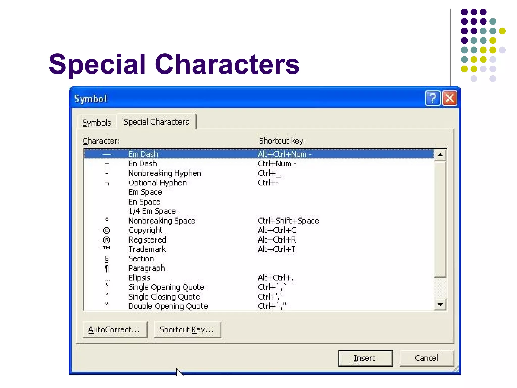 Special Characters 