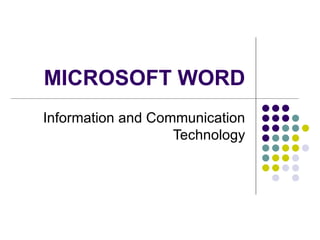 MICROSOFT WORD Information and Communication Technology 