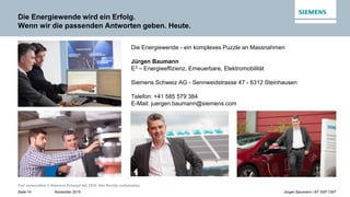November 2015
Frei verwendbar © Siemens Schweiz AG 2015. Alle Rechte vorbehalten.
Seite 14 Jürgen Baumann / BT SSP CMT
Die...