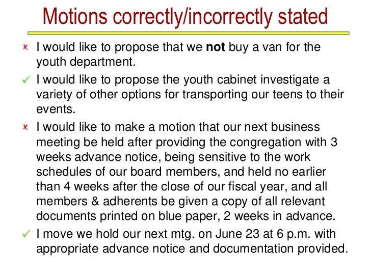 4 Motions, Debate & Voting