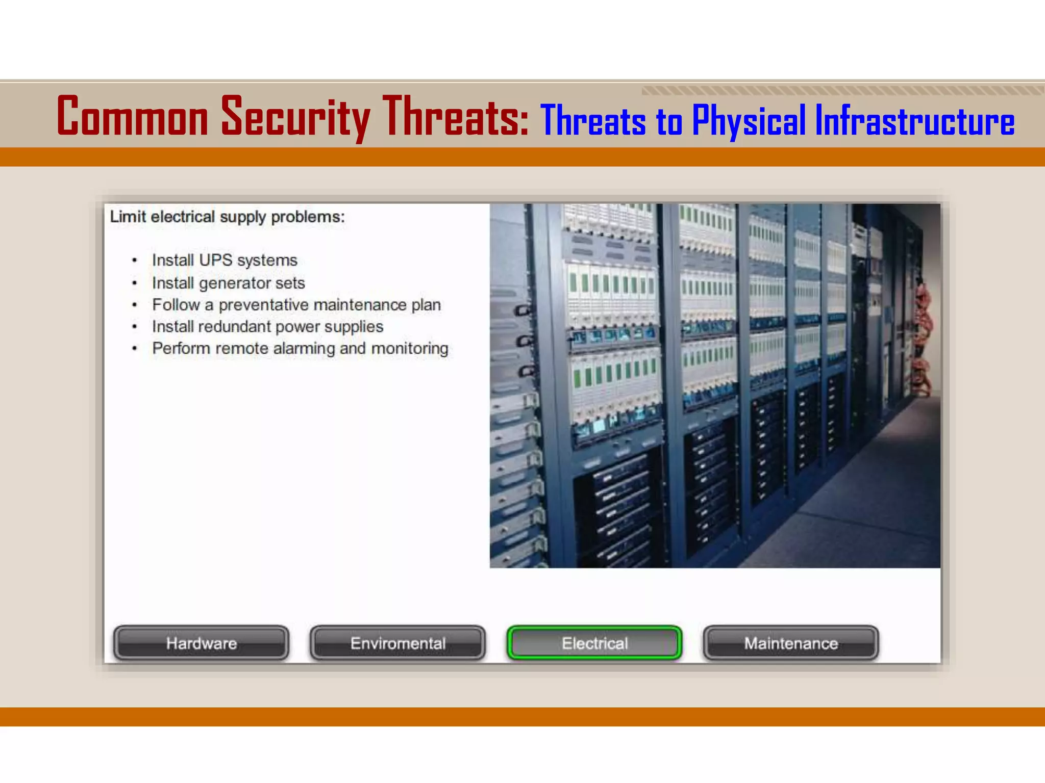 Common Security Threats: Threats to Physical Infrastructure
 