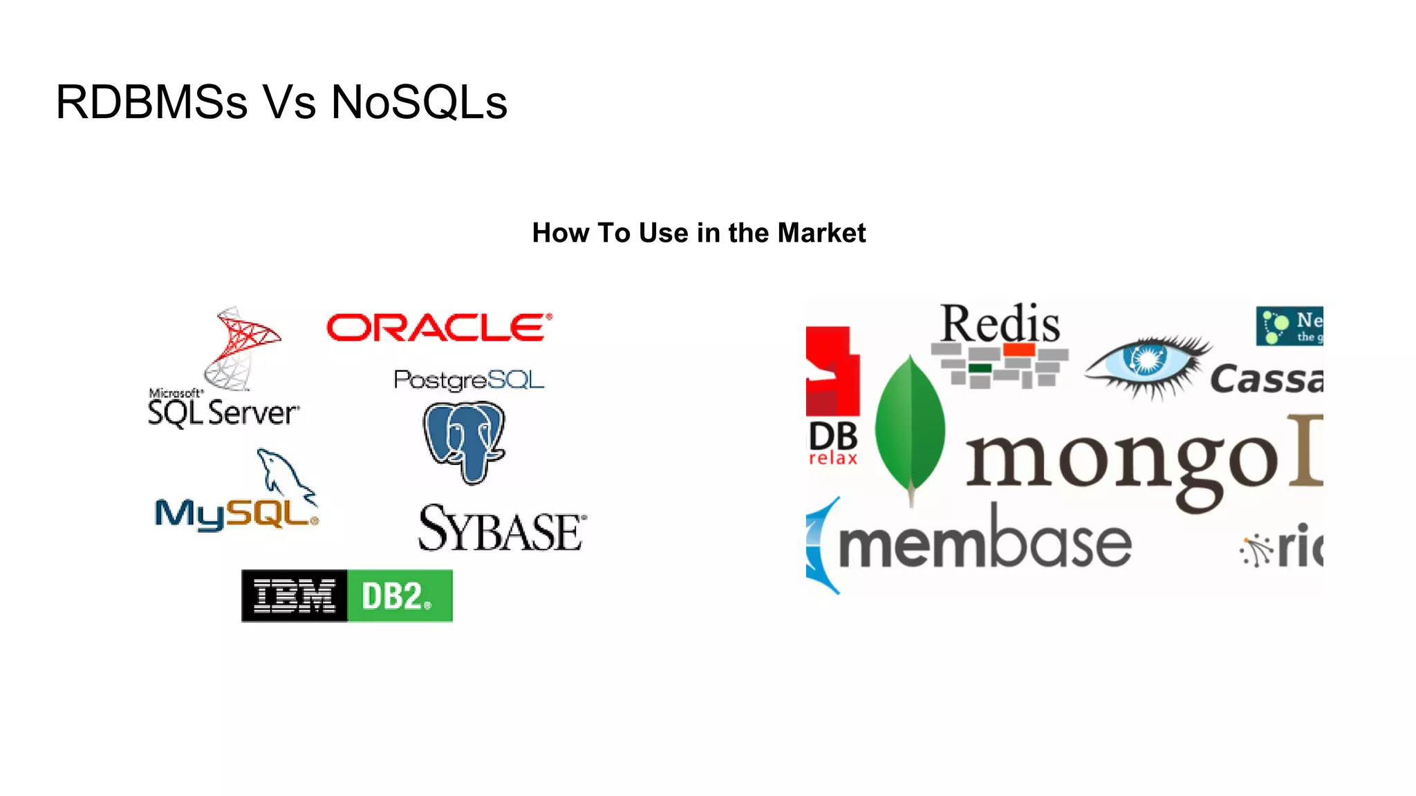 How To Use in the Market
RDBMSs Vs NoSQLs
 