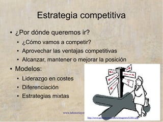 www.lahistoriayotroscuentos.es
Ejemplos de visión
General Motors: Ser el líder mundial en productos y
servicios relacionados al transporte. Nosotros lograremos
el entusiasmo de nuestros clientes a través de la mejora
continua de nuestros productos, guiada por la integridad,
el trabajo en equipo y la innovación de nuestra gente
McDonald’s: Ser el mejor restaurante de comida rápida
en el mundo. Ser el mejor significa proveer calidad
excepcional, servicio, higiene y valor, de manera tal que
hagamos que cada cliente en cada restaurante sonría.
Samsung: Liderar la revolución de la convergencia digital
Wal-Mart: Ser el más eficiente operador multiformato de
bajo costo, ofreciendo a los clientes el mejor valor por su
dinero
 