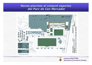 Noves piscines al conjunt esportiuNoves piscines al conjunt esportiu
del Parc de Can Mercaderdel Parc de Can Mercader
Projectes d’Espai Públic
Ajuntament de Cornellà de Llobregat
Planta vasos i vestuarisPlanta sota rasant
 