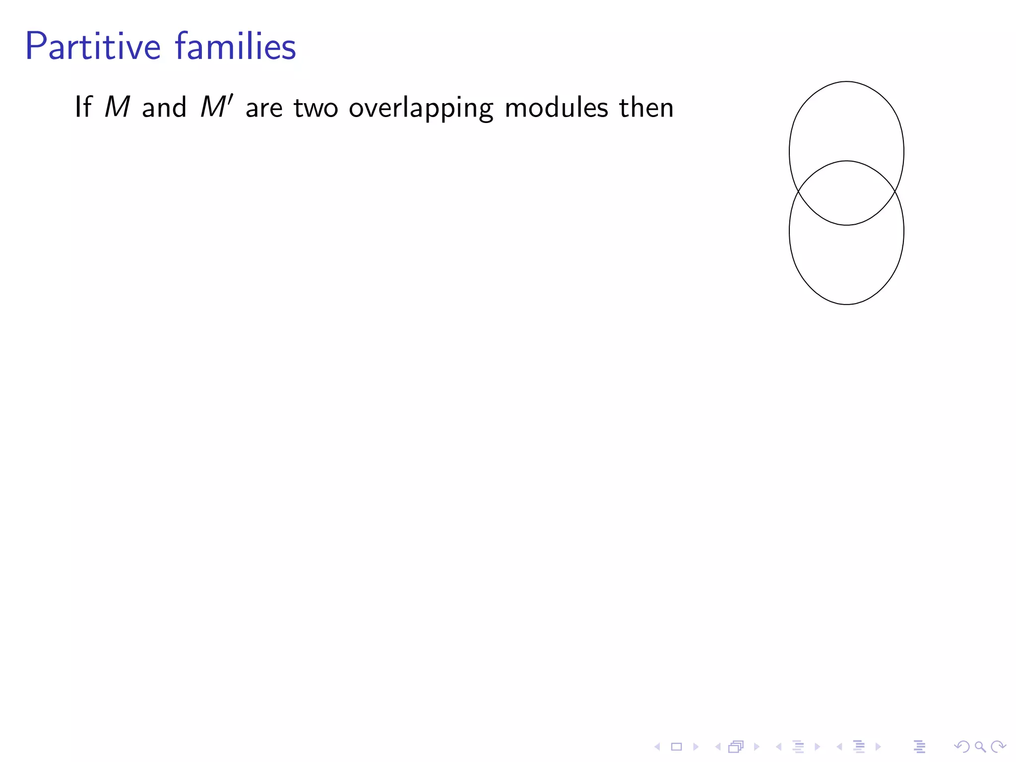 Partitive families
   If M and M are two overlapping modules then
 