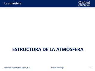 La atmósfera
ESTRUCTURA DE LA ATMÓSFERA
© Oxford University Press España, S. A. Biología y Geología 7
 
