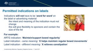 Presentation: Complementary Medicines Regulatory Reforms: Permitted ...