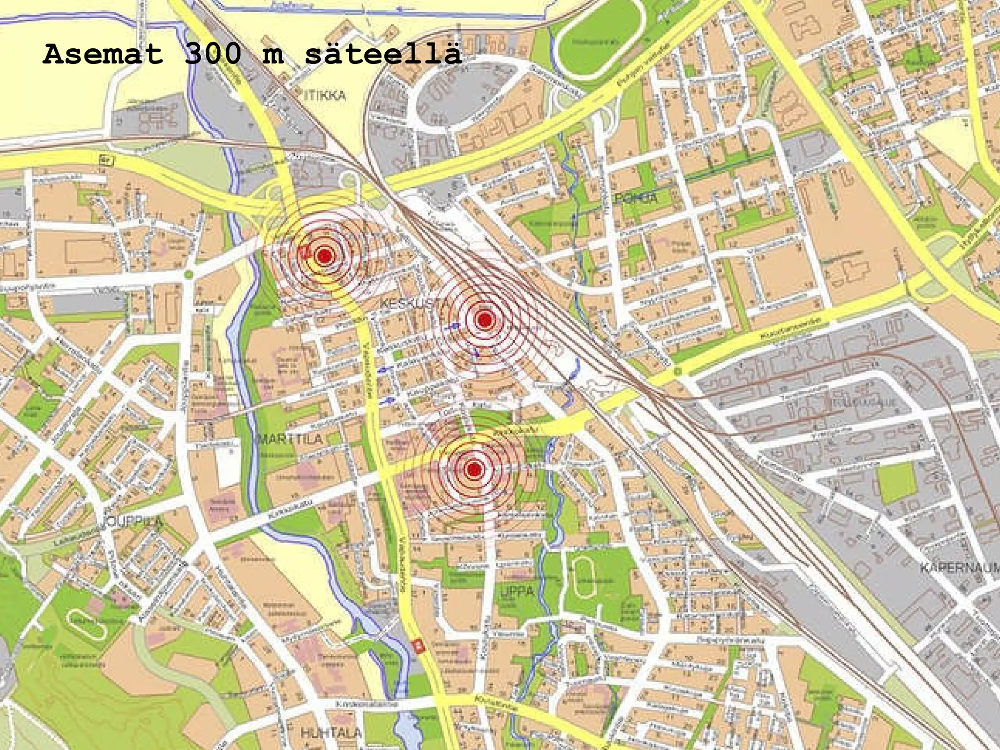 Asemat 300 m säteellä 
