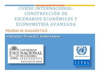 PRUEBAS DE DIAGNÓSTICO
Instructor:Horacio C atalánAlonso
CURSO INTERNACIONAL:
CONSTRUCCIÓN DE
ESCENARIOS ECONÓMICOS Y
ECONOMETRÍA AVANZADA
 