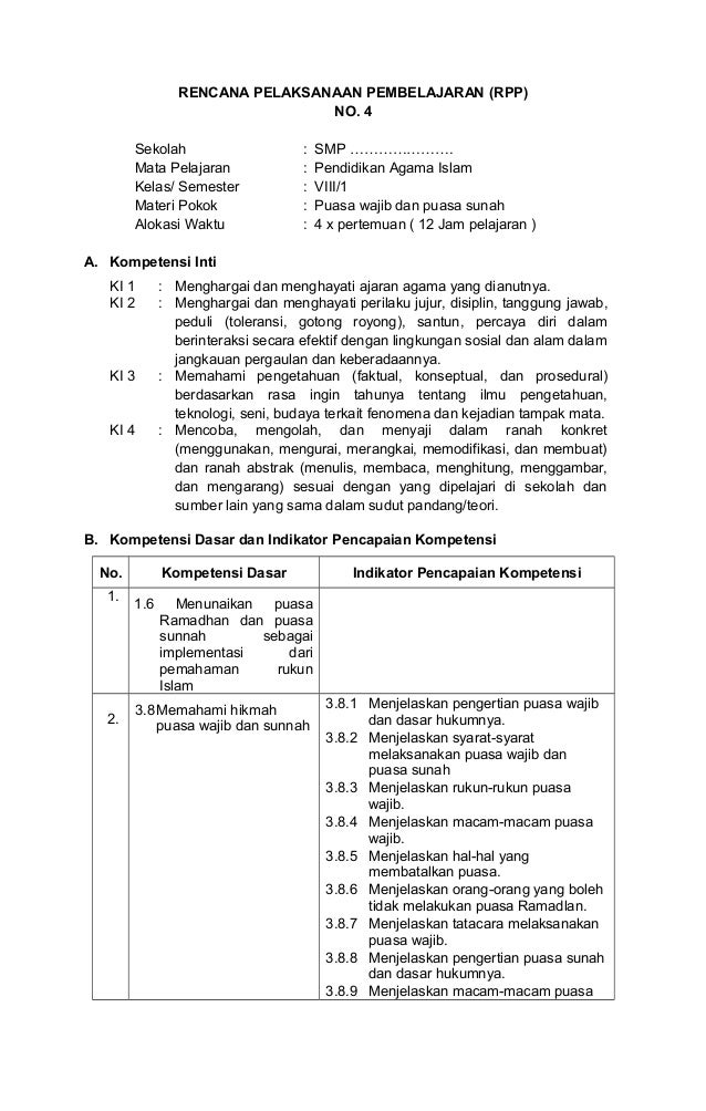Rpp Puasa Wajib Dan Sunnah