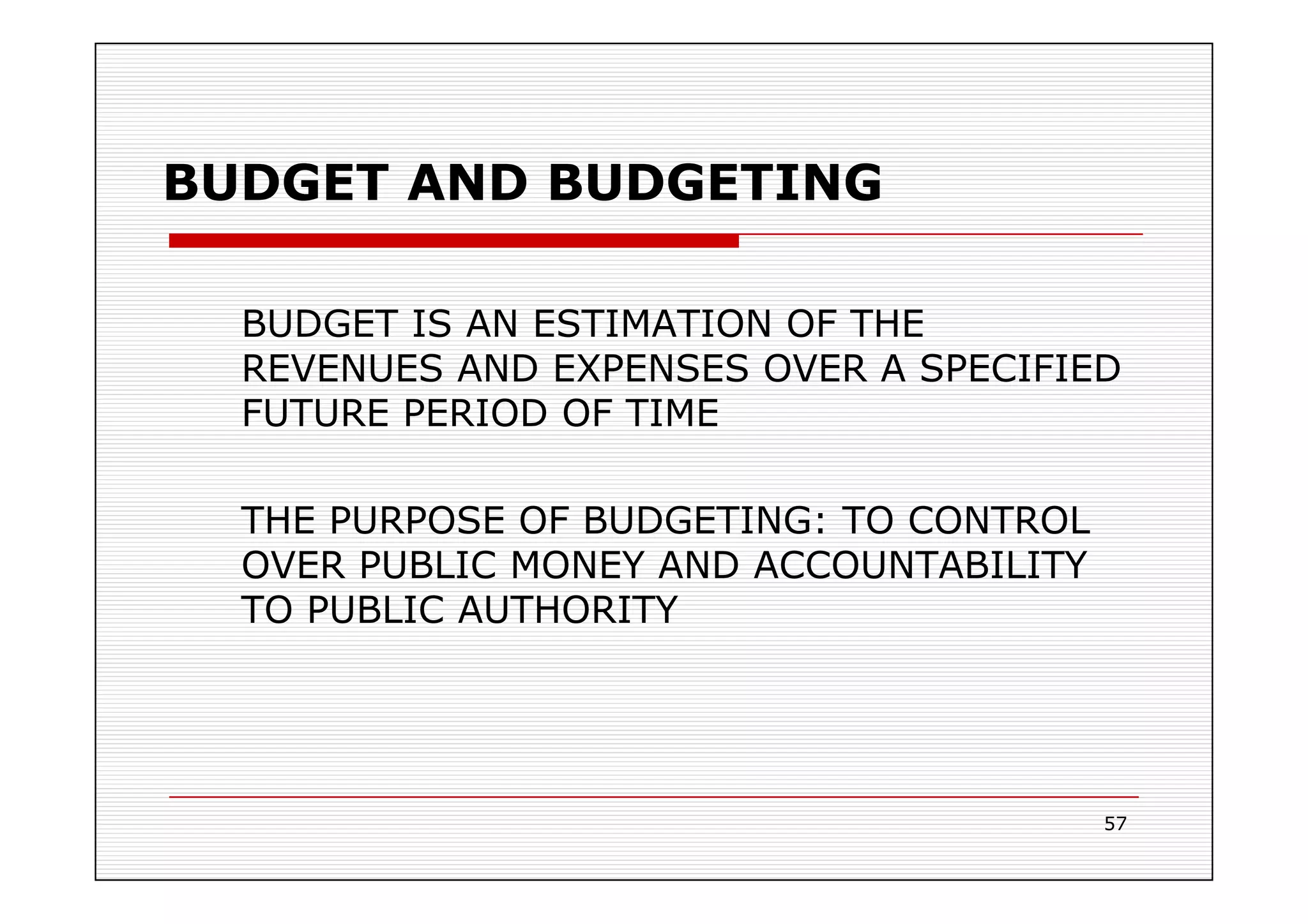 PLANNING AND BUDGETING