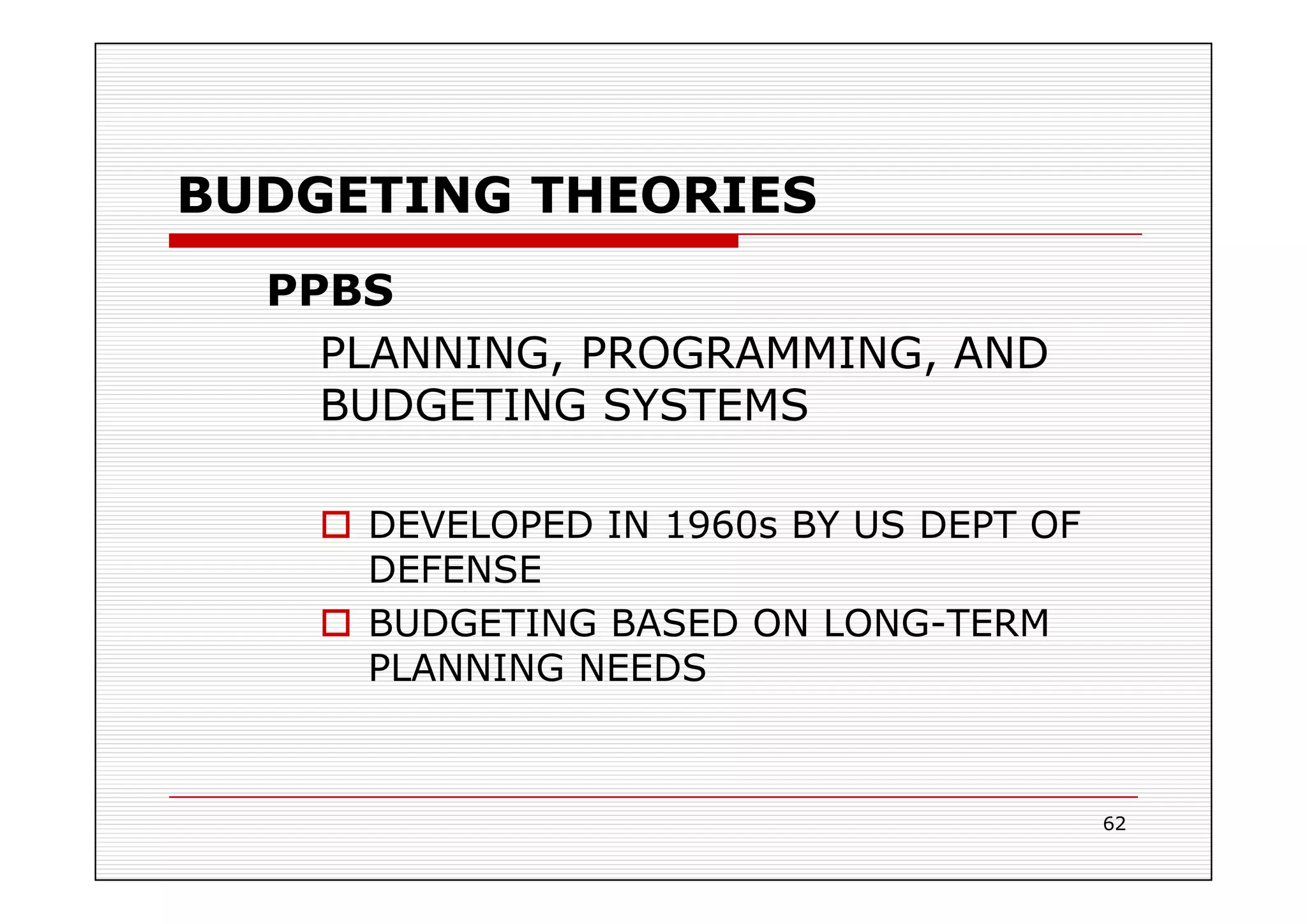 PLANNING AND BUDGETING