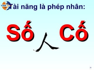 Tài năng là phép nhân:



Số            Cố
                         20
 