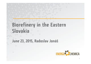 Biorefinery in the Eastern
Slovakia
June 23, 2015, Radoslav Jonáš
1
 