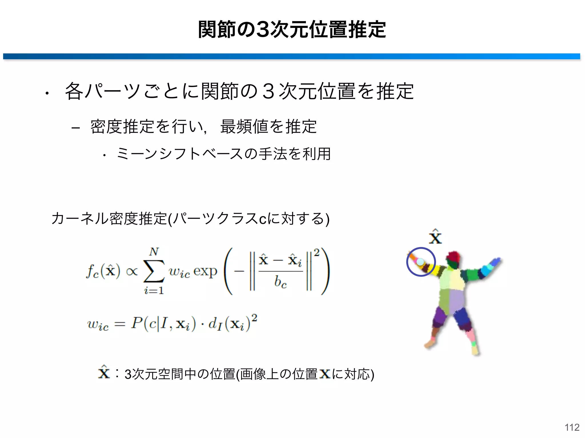 各画素毎の人体パーツ推定結果

Figure 9. Example results from the Ganapathi et al. test set. This
111

 