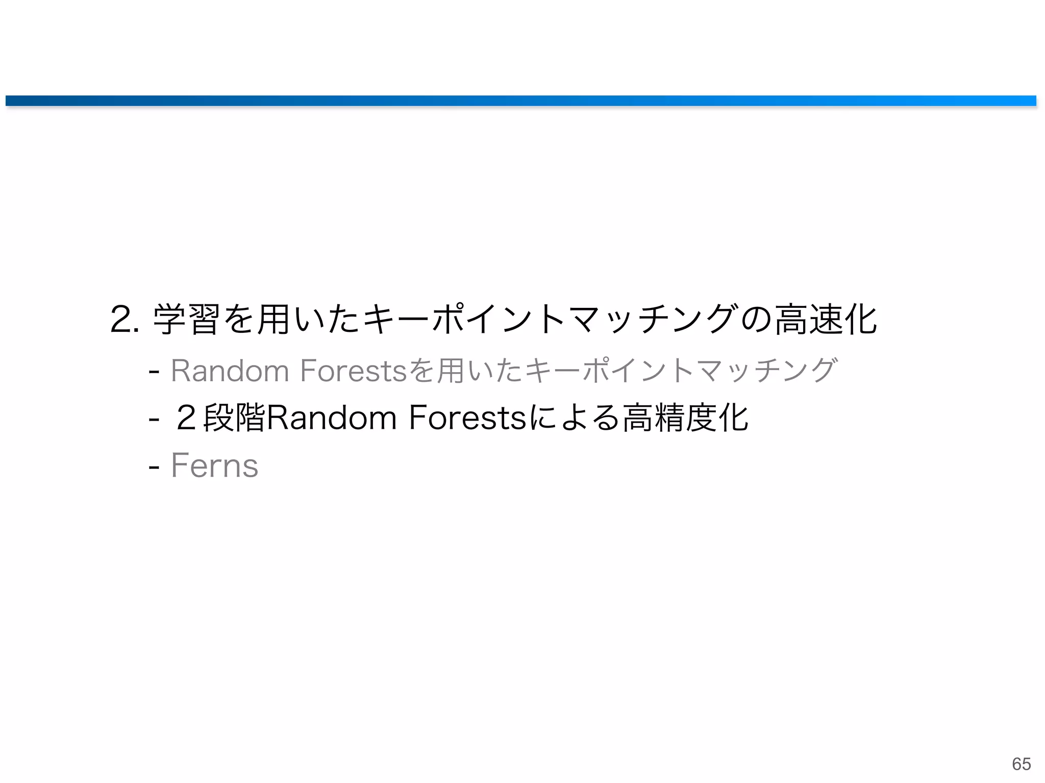 Random Forestsによるマッチング結果

対応点数：38 正解点数：38
64

 