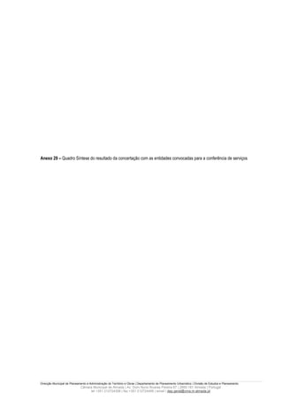 Anexo 29 – Quadro Síntese do resultado da concertação com as entidades convocadas para a conferência de serviços




Direcção Municipal de Planeamento e Administração do Território e Obras | Departamento de Planeamento Urbanístico | Divisão de Estudos e Planeamento
                             Câmara Municipal de Almada | Av. Dom Nuno Álvares Pereira 67 | 2800-181 Almada | Portugal
                                  tel +351 212724358 | fax +351 212724495 | email | dep.geral@cma.m-almada.pt
 