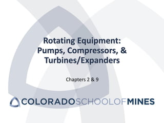 Rotating Equipment:
Pumps, Compressors, &
Turbines/Expanders
Chapters 2 & 9
 