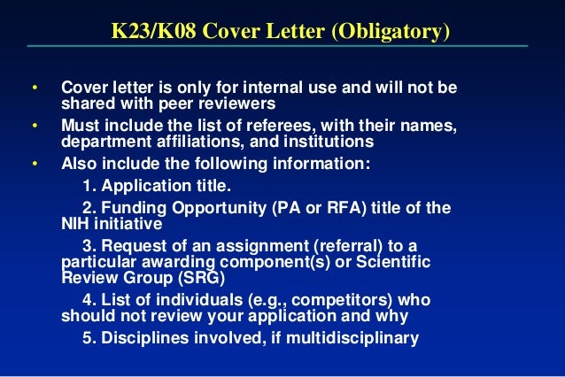 writing the nih k award nih cover letter example