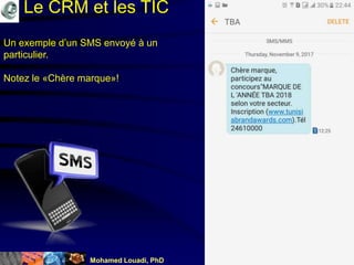Mohamed Louadi, PhD mlouadi@louadi.com43
Un exemple d’un SMS envoyé à un
particulier.
Notez le «Chère marque»!
Le CRM et les TIC
 