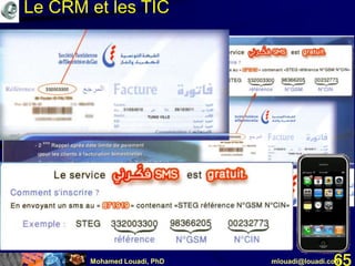 Mohamed Louadi, PhD mlouadi@louadi.com65
Le CRM et les TIC
 