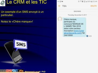 Mohamed Louadi, PhD mlouadi@louadi.com43
Un exemple d’un SMS envoyé à un
particulier.
Notez le «Chère marque»!
Le CRM et les TIC
 