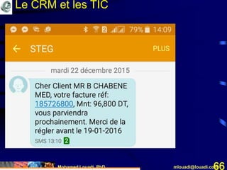 Mohamed Louadi, PhD mlouadi@louadi.com66
Le CRM et les TIC
 