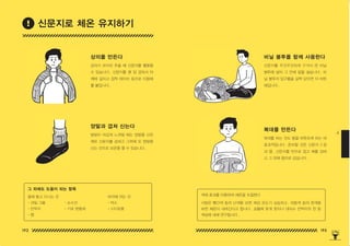 192 193
4
상의를 만든다 비닐 봉투를 함께 사용한다
양말과 겹쳐 신는다
복대를 만든다
상의가 모자라 추울 때 신문지를 활용할
수 있습니다 . 신문지를 몇 장 겹쳐서 어
깨에 걸치고 접착 테이프 등으로 이음매
를 붙입니다 .
신문지를 꾸깃꾸깃하게 구겨서 큰 비닐
봉투에 넣어 그 안에 발을 넣습니다 . 비
닐 봉투의 입구를을 살짝 닫으면 더 따뜻
해집니다 .
발밑이 차갑게 느껴질 때는 양말을 신은
채로 신문지를 감싸고 그위에 또 양말을
신는 것으로 보온을 할 수 있습니다 .
복대를 하는 것도 몸을 따뜻하게 하는 데
효과적입니다 . 준비할 것은 신문지 2 장
과 랩 . 신문지를 반으로 접고 배를 감싸
고 그 위에 랩으로 감삽니다 .
신문지로 체온 유지하기
사람은 빨간색 등의 난색을 보면 체감 온도가 상승하고 , 파랑색 등의 한색을
보면 체온이 내려간다고 합니다 . 상황에 맞게 옷이나 대피소 칸막이의 천 등
색상에 대해 연구합시다 .
색채 효과를 이용하여 체온을 조절한다
몸에 들고 다니는 것
・과일 그물
・은박지
・랩
・손수건
・기포 완충재
바닥에 까는 것
・박스
・스티로폼
그 외에도 도움이 되는 항목
150625_4-co.indd 192-193
150625_4-co.indd 192-193 2015-08-29 오후 8:01:53
2015-08-29 오후 8:01:53
 