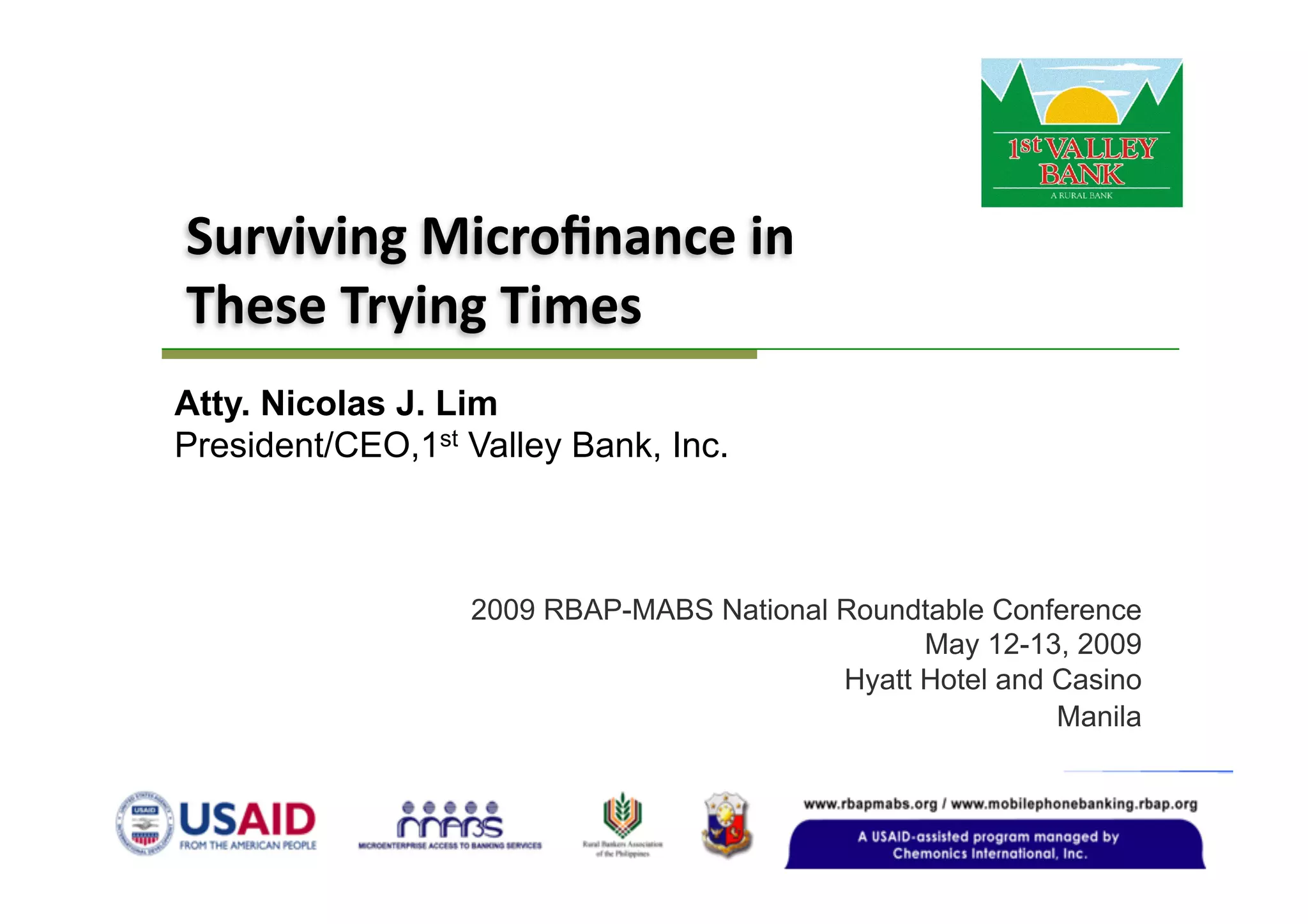 Surviving Microfinance in these trying times