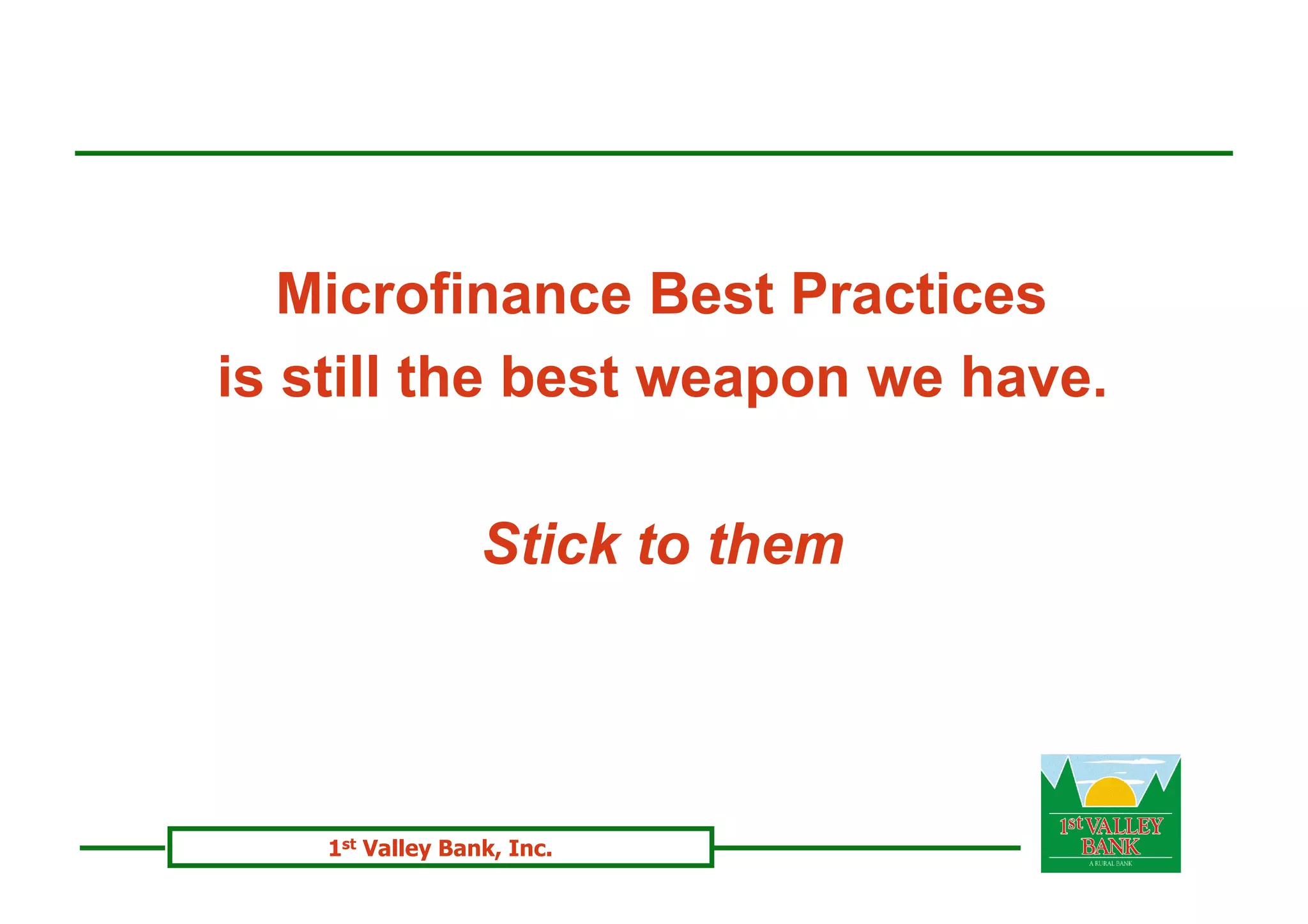 Surviving Microfinance in these trying times