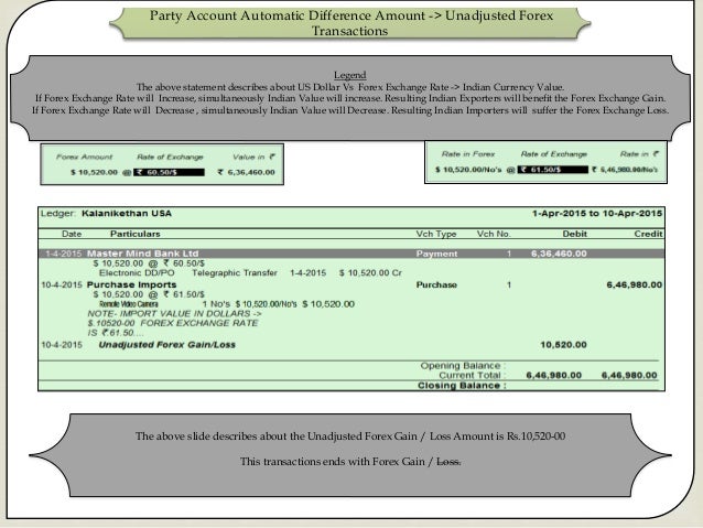 Unadjusted forex gain loss in tally 9
