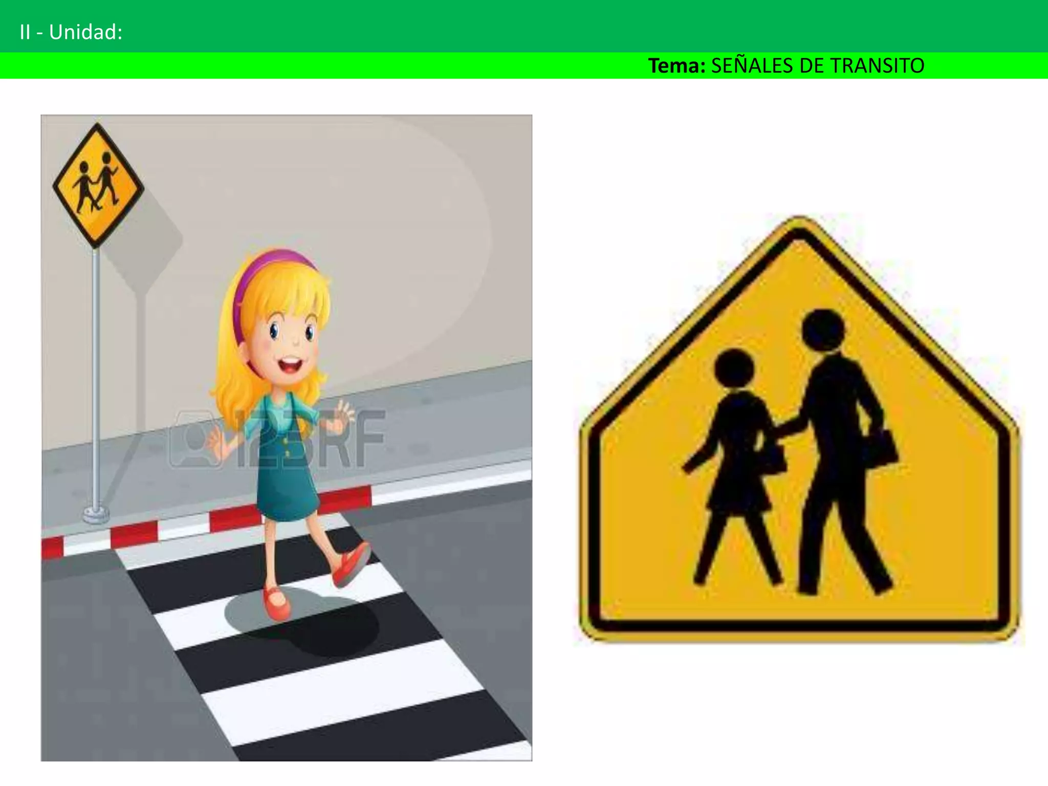 II - Unidad:
Tema: SEÑALES DE TRANSITO
 